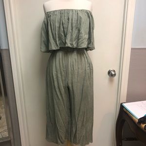 Olive green off the shoulder jumpsuit